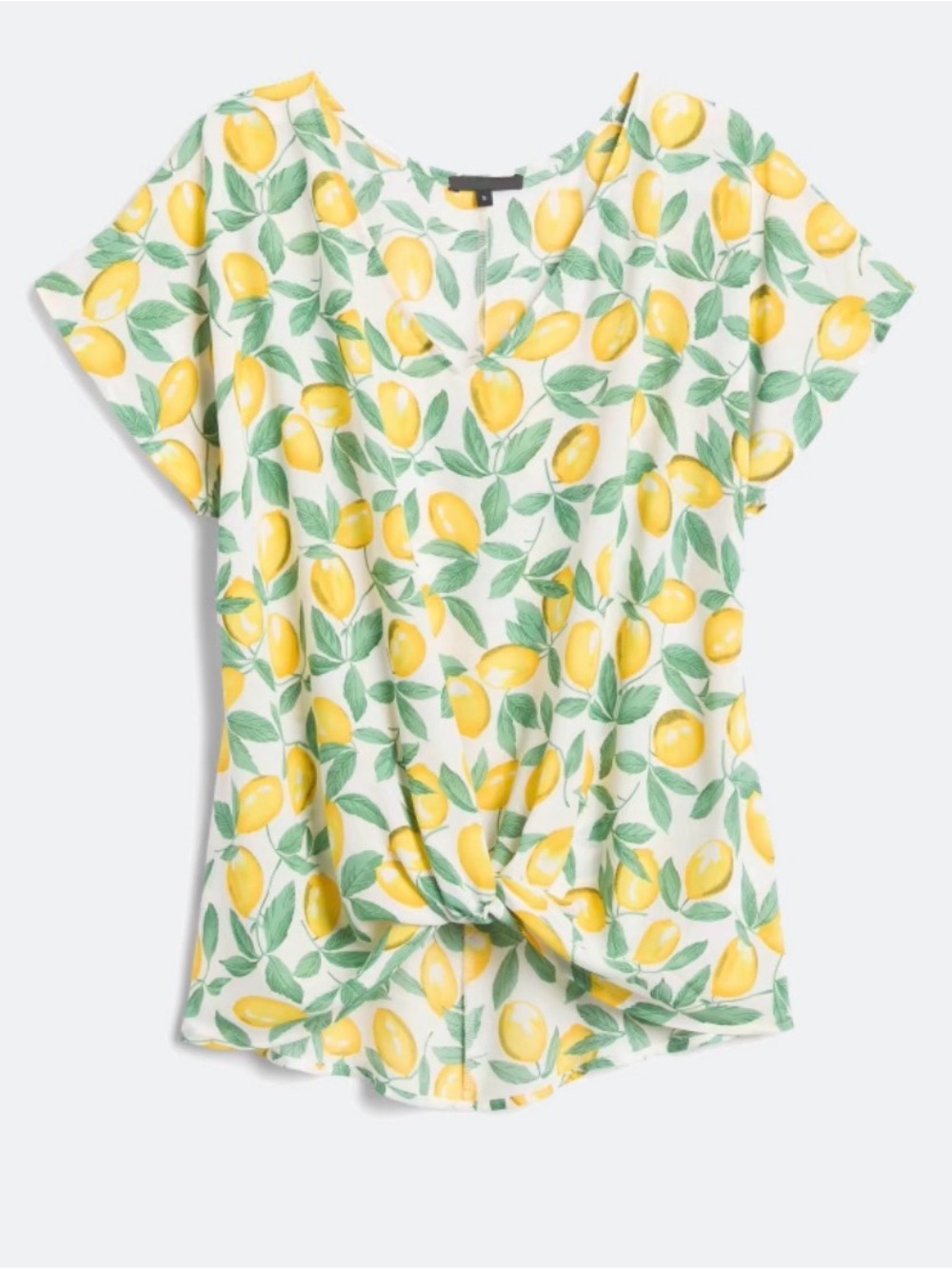 Women’s Lemon Print Knot-Front Top